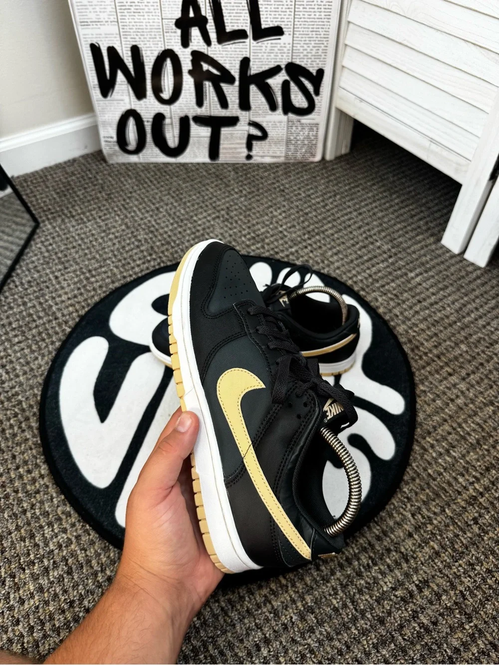 Nike Dunk Low Black Metallic Gold Men’s Size 8.5 EU 42